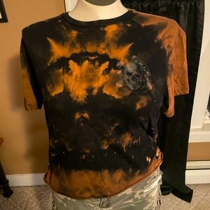 Large custom tie dye sugar skull t shirt